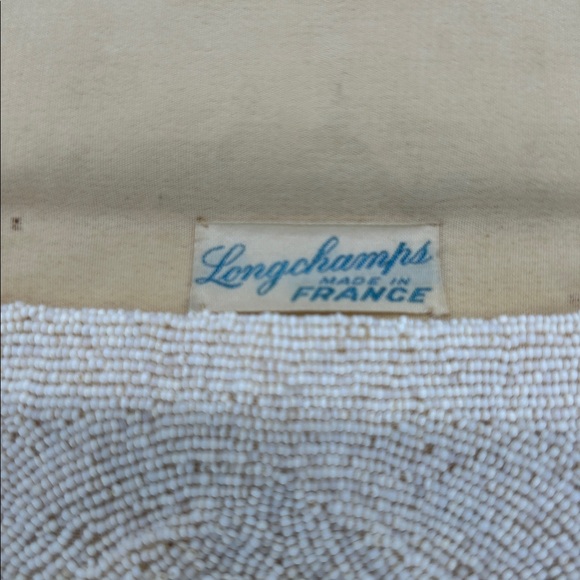 Longchamps Made in France Vintage Cream Beaded Evening Bag Purse Clutch 🌺🌺 - Picture 6 of 6